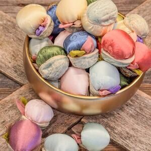 35 Vintage Handcrafted Ceramic and Fabric Faux Walnuts Decor-Pastel/Spring Hues